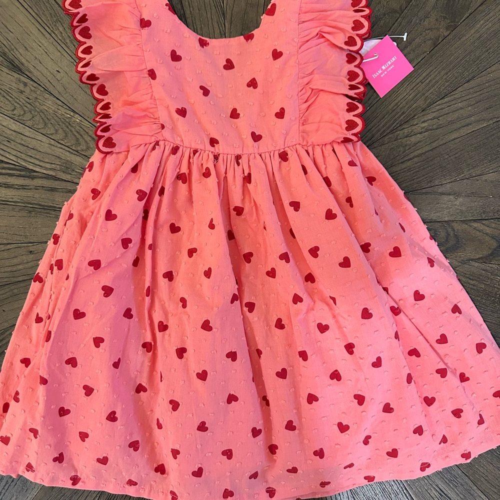 Pink Heart Pattern Kids Dress